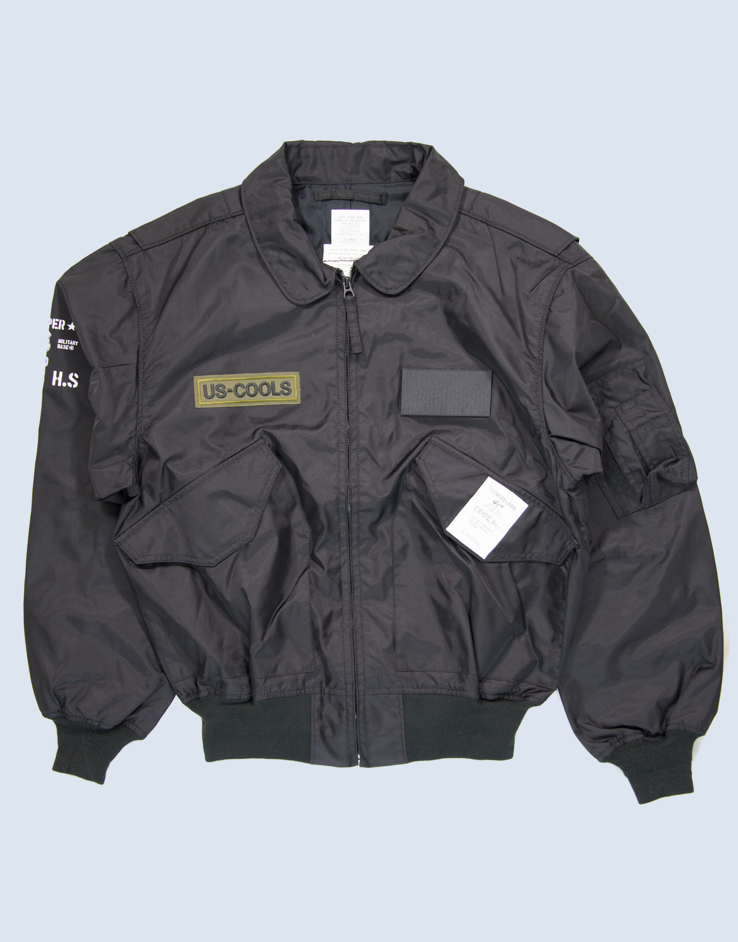 CHOPPER☆FANTOMフライトジャケット コーチJKT コーチジャケット 革背面ワッペン4種 ヒューストン-ブラック