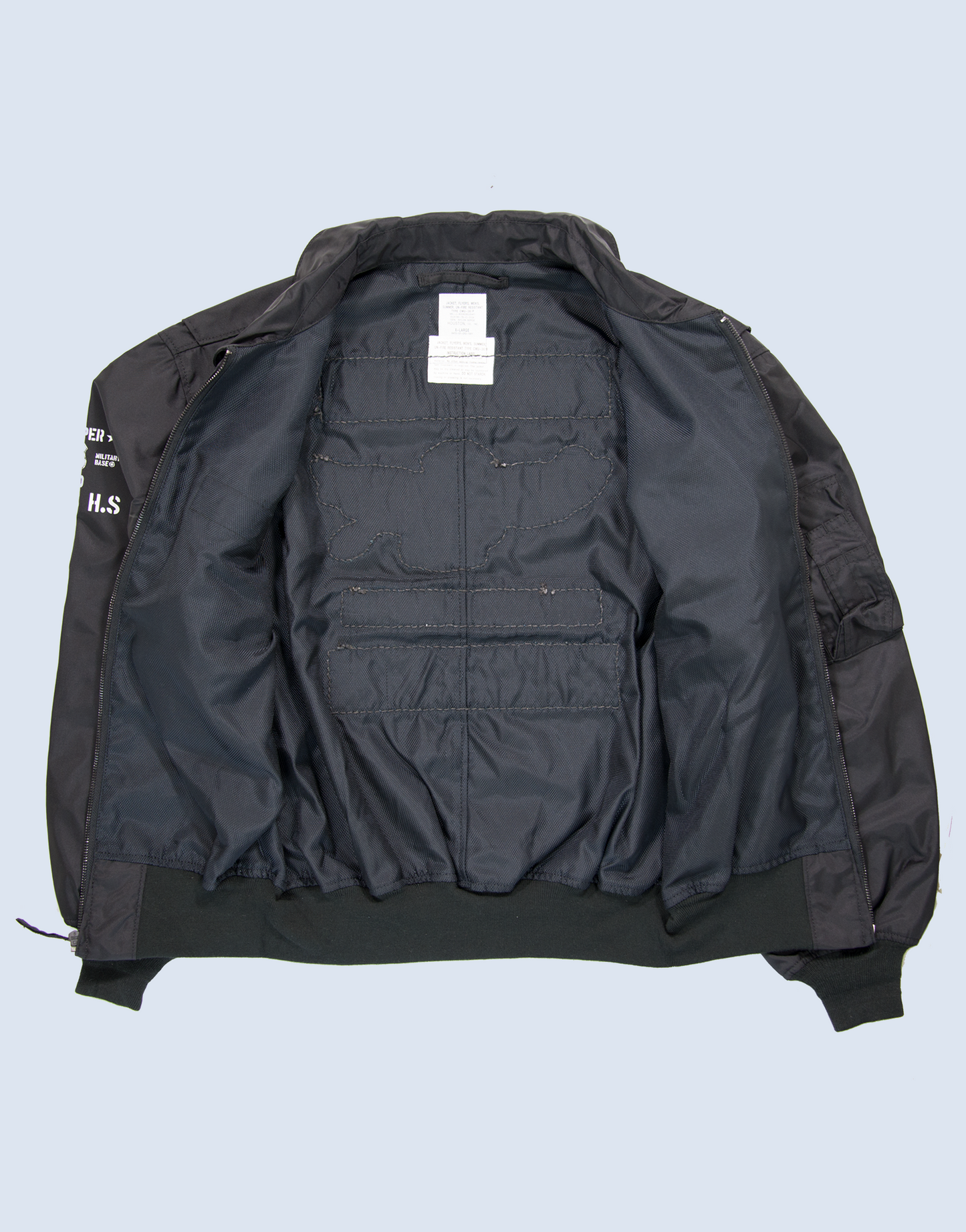 CHOPPER☆FANTOMフライトジャケット コーチJKT コーチジャケット 革背面ワッペン4種 ヒューストン-ブラック