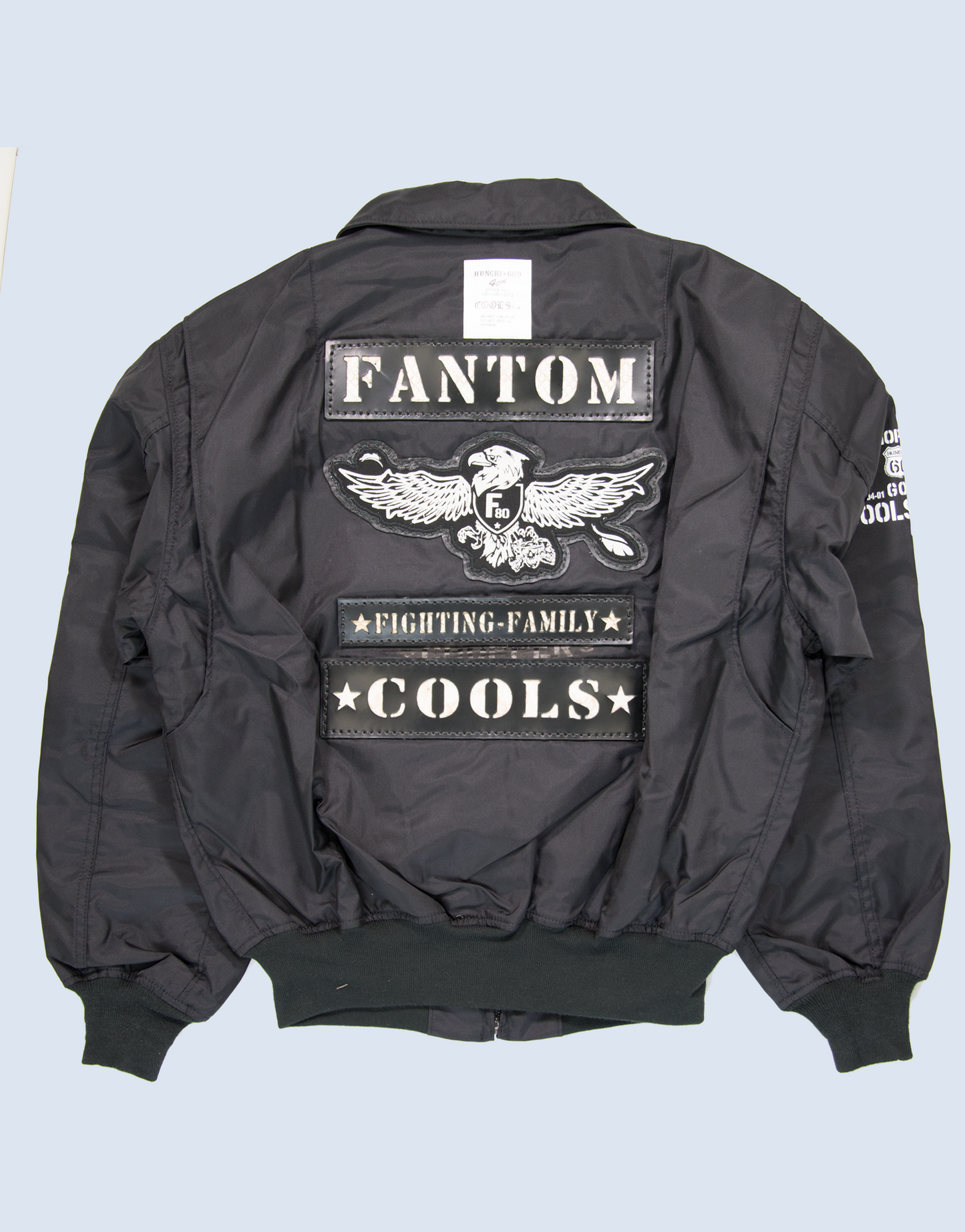 CHOPPER☆FANTOMフライトジャケット コーチJKT コーチジャケット 革背面ワッペン4種 ヒューストン-ブラック