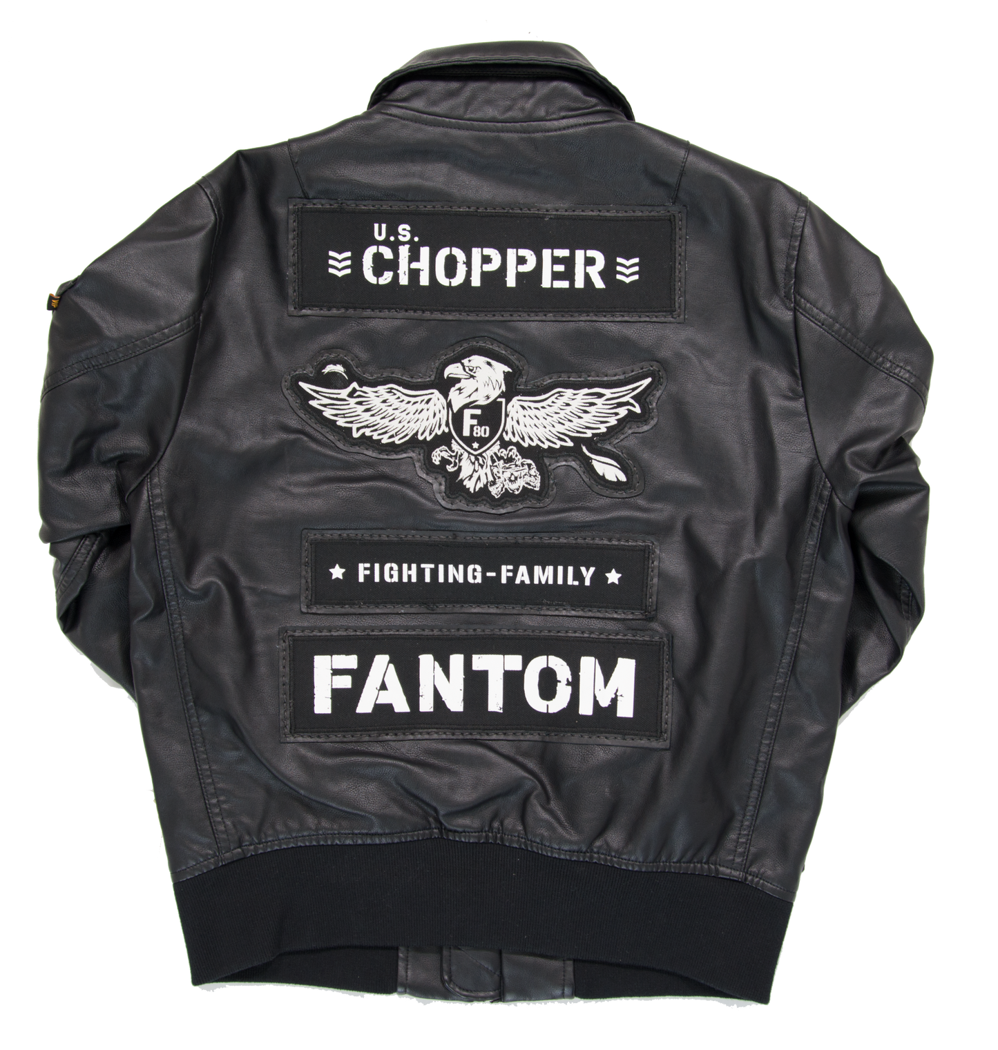 CHOPPER☆F80 FANTOM“革ジャン シングル”背中ワッペン4種-ブラック