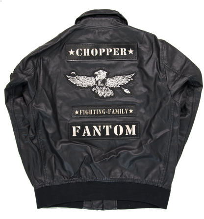 CHOPPER☆F80 FANTOM“革ジャン シングル”背中ワッペン4種　ポケットレザー-ブラック