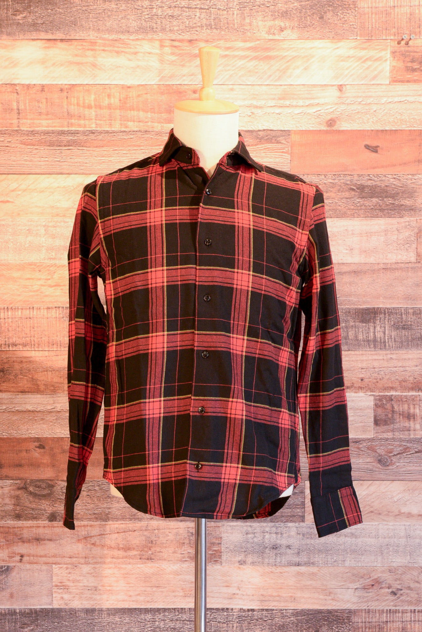 タータンチェックシャツ-レッド×ブラック